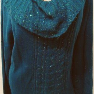 cowlneck teal sweater